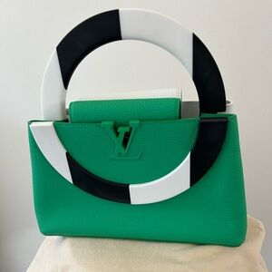 Louis Vuitton Green and White Artsy Capucines Bag